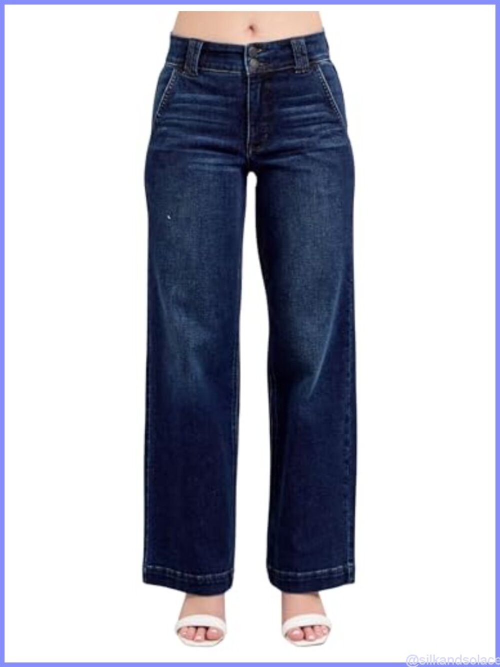 High Waist Wide Leg Jeans Stretch Denim 32" Inseam